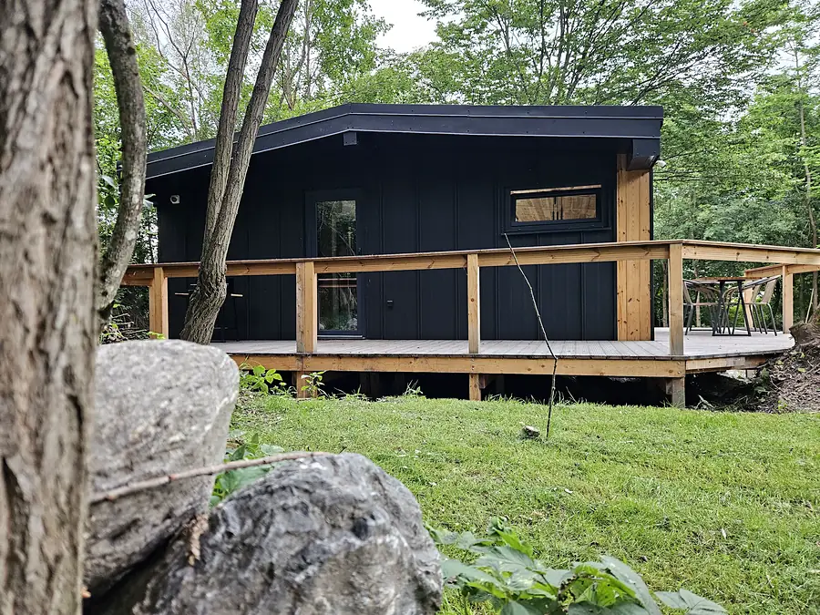 Arhitectura cabanei Wild Crib: lemn și tablă neagră